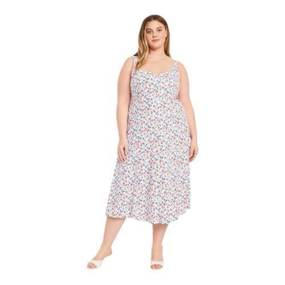 Old Navy Fit & Flare Plus Size Linen Blend Cottagecore Floral Midi Dress Size 2X